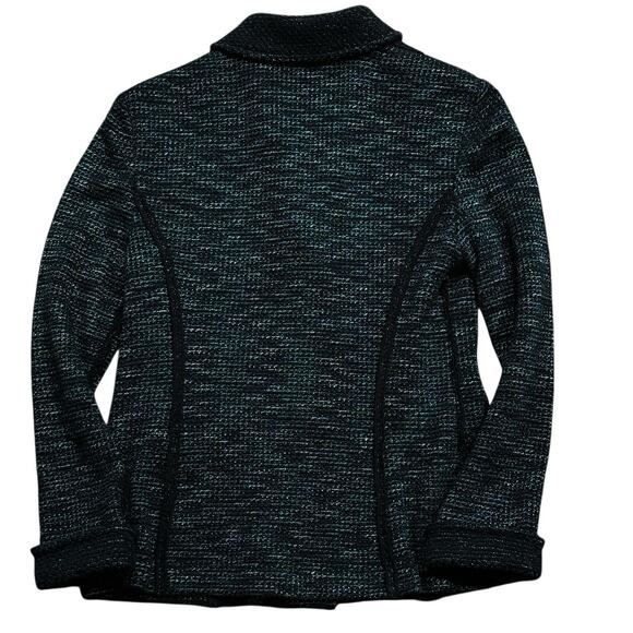 St. John Knit Bouclé Jacket Size 6 Black Green Tweed Wool Cashmere Angora USA - Picture 4 of 8